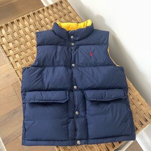 Polo Ralph Lauren Boys Navy Blue Reversible Down Puffer Vest. Size M (10-12)